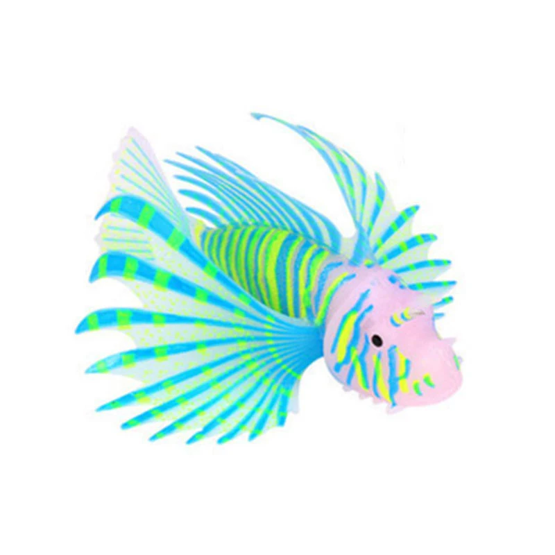 Small Aquarium Artificial Luminous Lionfish Fish Tank Landscape Silicone Fake Fish Glow In Dark Ornament Home Decor