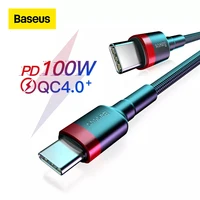 Baseus USB نوع C إلى نوع C كابل ل الأحمر Mi نوت 9 تهمة سريعة 4.0 USB C كابل لسامسونج S20 S10 شحن USB نوع C كابل
