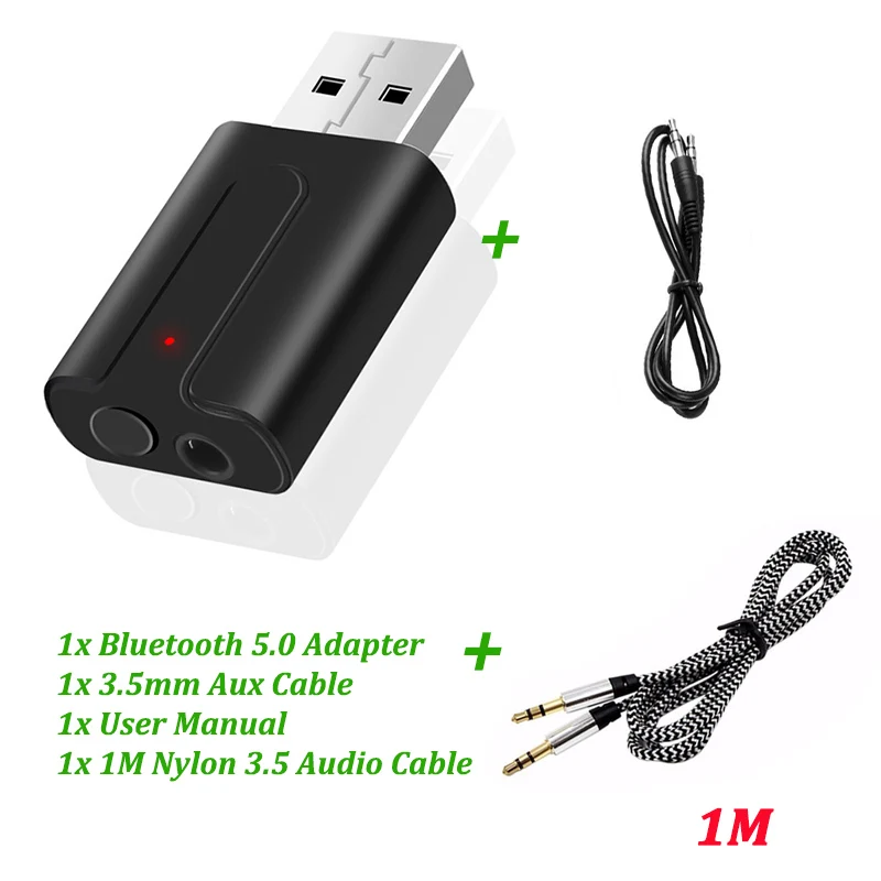 DISOUR 5,0 Bluetooth передатчик приемник 2 в 1 3,5 мм AUX стерео аудио RCA USB Разъем беспроводной мини-адаптер HD для автомобиля комплект ТВ ПК - Цвет: T10 with 1M Cable