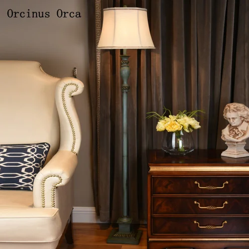 

American retro resin floor lamp study bedside lamp European creative LED make old floor lamp free shipping