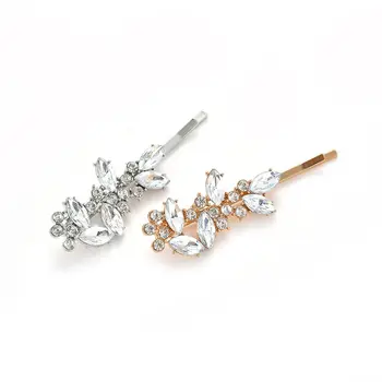 

Fashion Women Rhinestone Leaf Hairpin Gold Sliver Color Hair Clip Barrettes Crystal Hair Jewelry Accessories Styling Tools