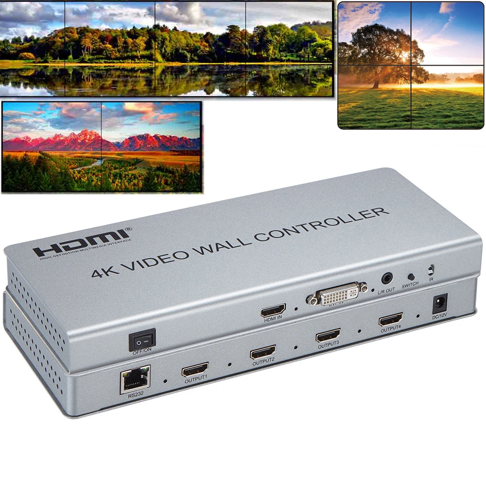 Настенный видеоконтроллер 4K 1 HDMI/DVI вход 4 HDMI выход 2x2 изображения комбинированный