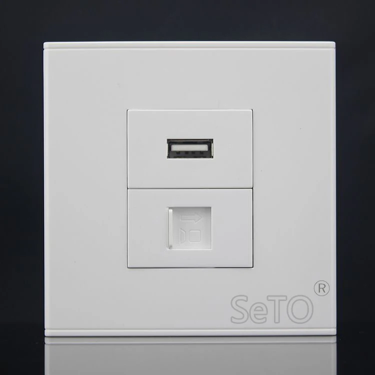 SeTo 86 Тип RJ45 Cat5e сеть + USB Ассорти панель настенная пластина гнездо Keystone Лицевая |