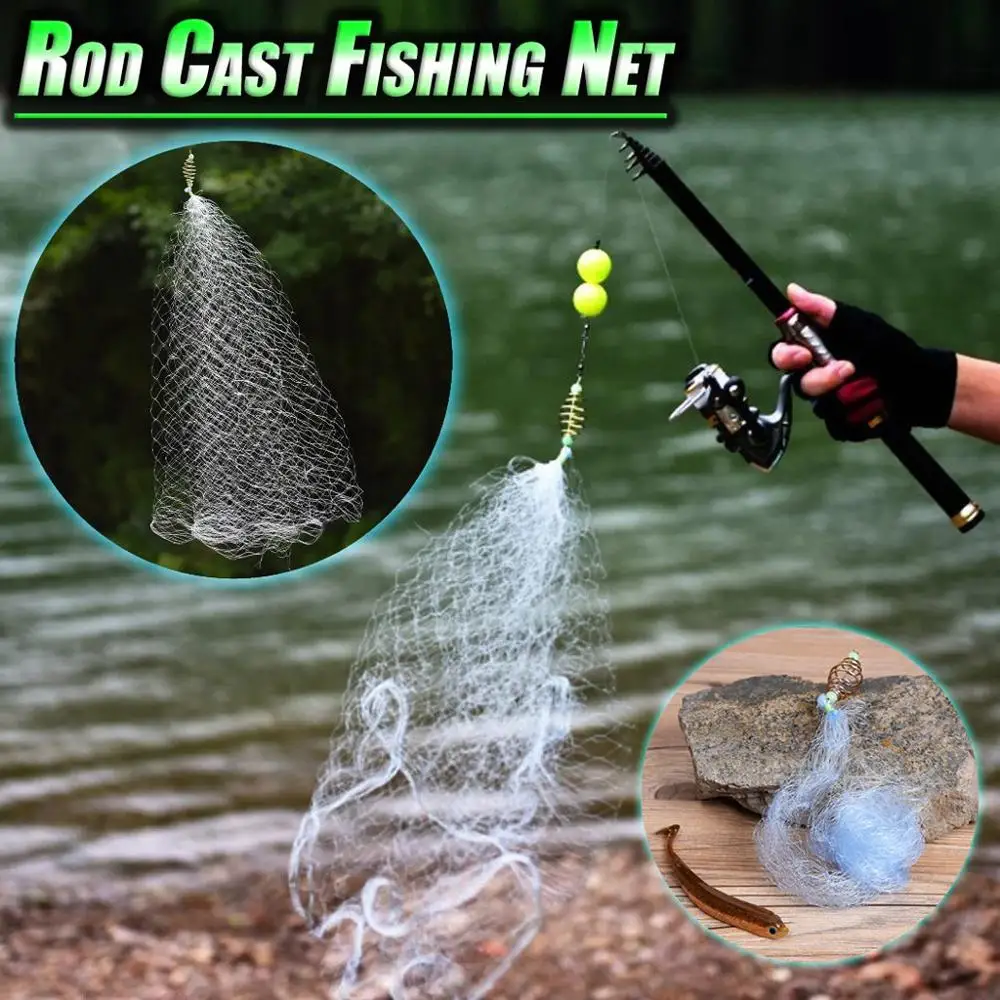 3 Pcs Rod Cast Fishing Net Fish Trap Play Trap Design Fishing Mesh Net No Need Hooks mesh net Fishing Tool &cx