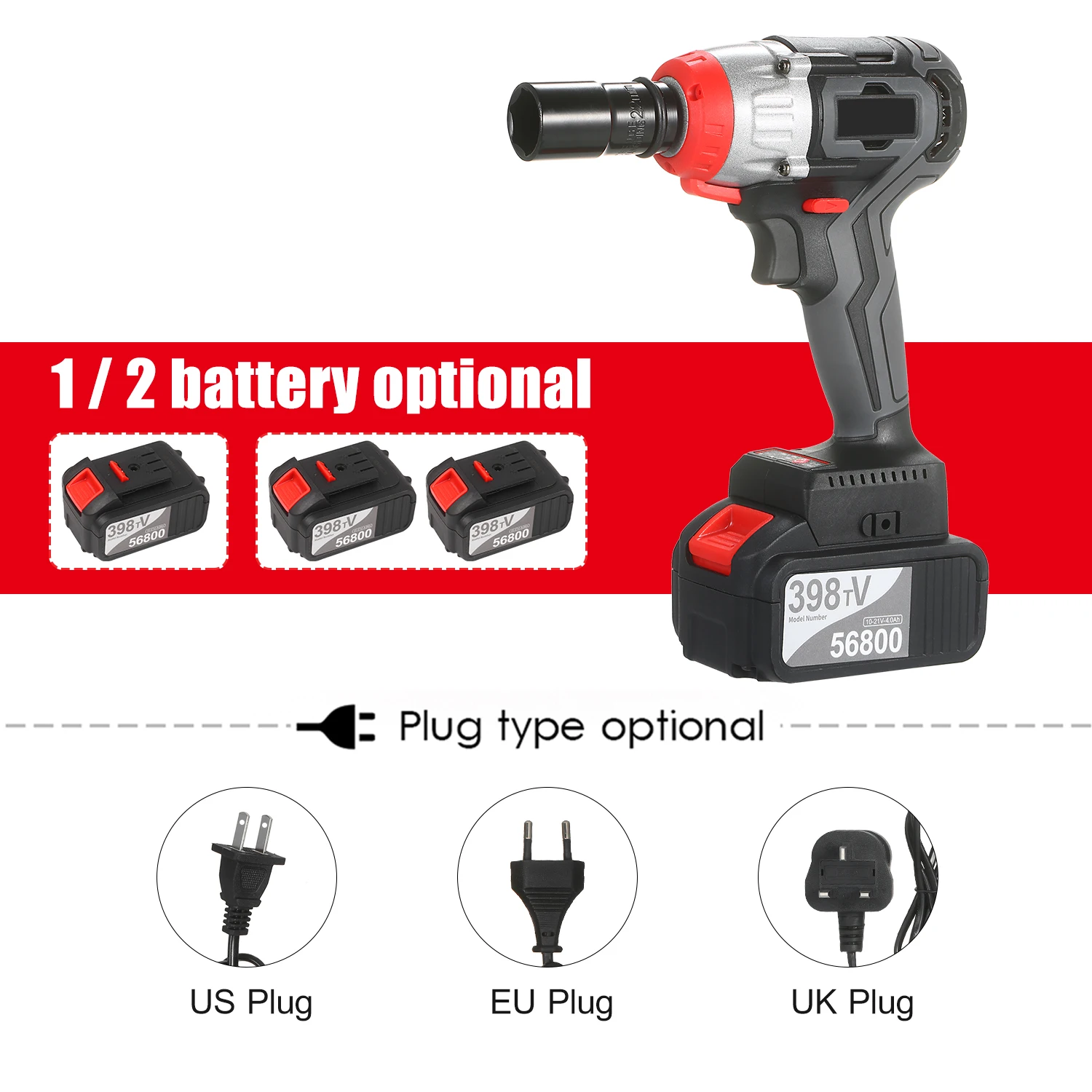 US $60.81 Cordless Impact Wrench Kit Brushless Drill 12 14 Inch Quick Chuck 980Nm Torque Charger 40A Battery Variable Speed Impact Kit