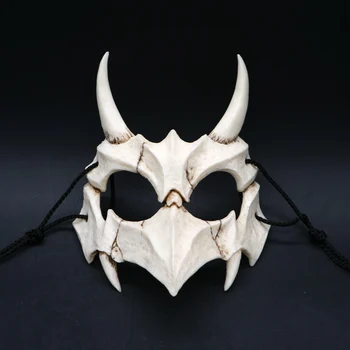 

Japanese Gods Style Cosplay Mask Halloween Resin Bone Mask Half Face Covered Prom Performance Art Mask Halloween Accessories