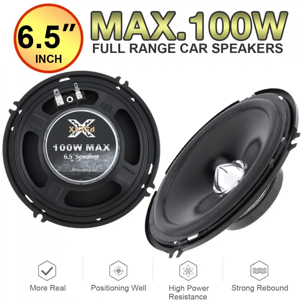 2pcs Car Coaxial Speakers 6.5 Inch 100W 4 ohm Full Frequency Audio Speaker Heavy Mid bass Ultra thin Modified Loudspeaker | Автомобили и