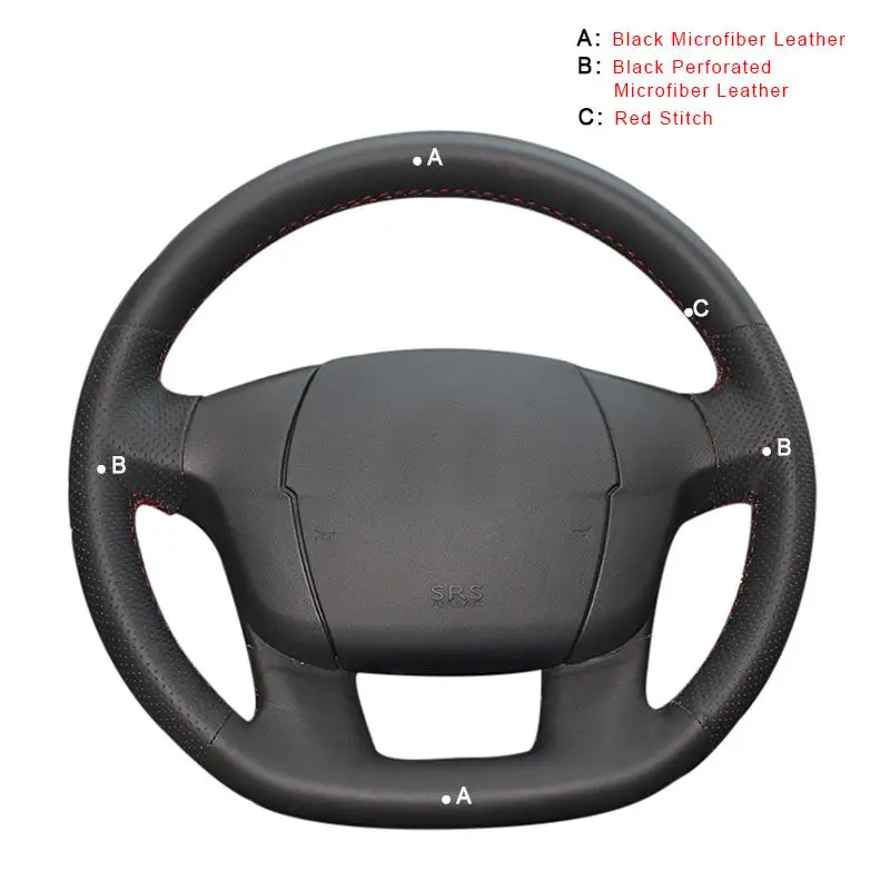Авто оплетка на руле Крышка для Citroen C4 C4L ручной сшитые DIY автомобильные оплетки крышки интерьер автомобильные аксессуары-Стайлинг - Название цвета: Microfiber Leather