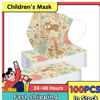 

100pcs Children's Three-Layer Protective Dust-Proof Cartoon Printed Disposable Mask Health Fast Shipping Covers Mouth Halloween