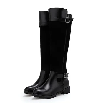 

Lady Boots Boots-women Leather Women's Shoes Flat Heel Round Toe Winter Footwear Sexy Thigh High Heels High Sexy Ladies