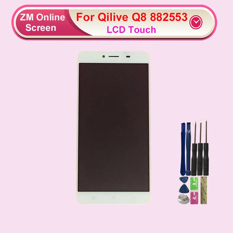 Для Qilive Q8 882553 ЖК-дисплей Дисплей с Сенсорный экран дигитайзер сборка Замена с инструментами+ 3 М Стикеры