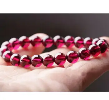 

Fashion jewelry Free Shipping 8mm Genuine Natural Purple Red Garnet Crystal Women Round Beads Bracelet 9mm AAAA