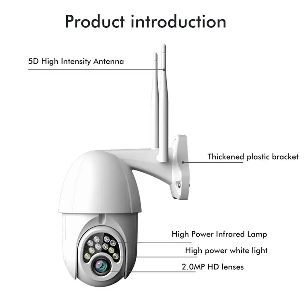 Ip-камера ONVIF, Wi-Fi 2MP HD 1080P Беспроводная скоростная купольная ИК-камера видеонаблюдения для наружного наблюдения NetCam 5 x ZOOM PTZ IP Camara