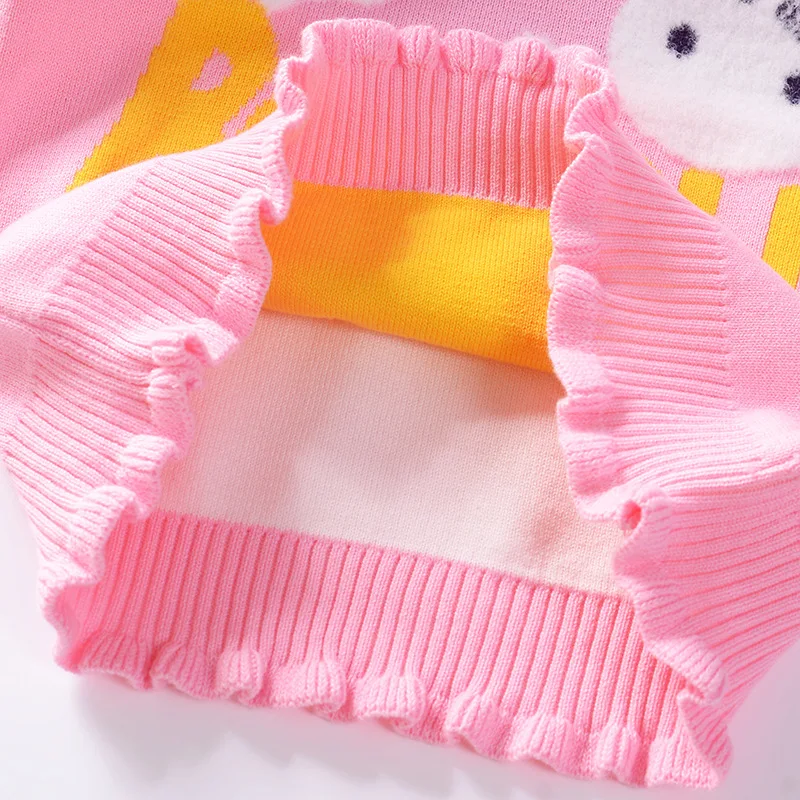 

Girl'S Sweater 2019 Autumn And Winter New Style Double Layer Cotton Thread Pullover Sweater Medium-small Children Baby Warm Swea