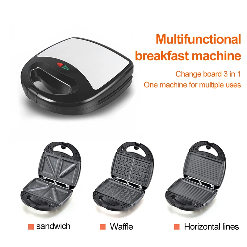 

220V Sandwich Maker 3 In 1 Multifunctional Waffle Maker Heating Electric Pancake Grill Baking Pan Steak Panini Breakfast Machine
