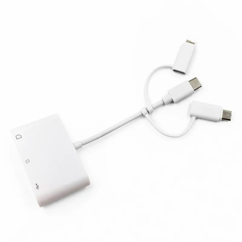 Устройство чтения карт USB 3-в-1 Универсальный TF защищенная цифровая карты памяти телефона адаптер для Iphone Android Тип-C