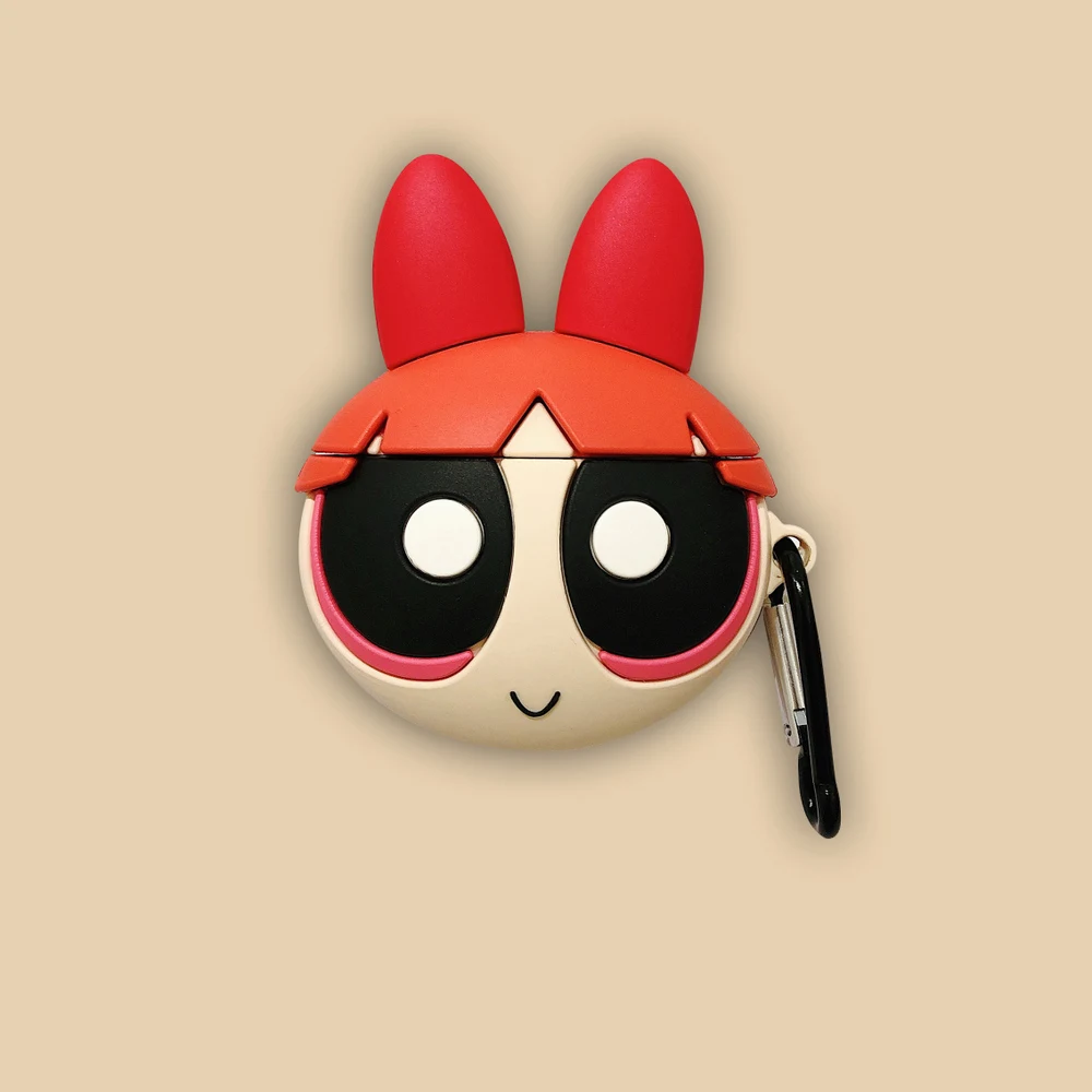 3D мультфильм Powerpuff девушки наушники силиконовый чехол для AirPods 1 2 Bluetooth гарнитура зарядная коробка защитный чехол с крюком - Цвет: The Powerpuff Girls