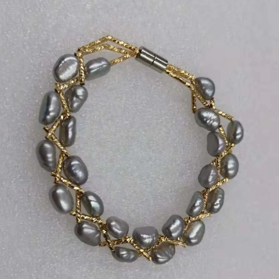wholesale 10 pcs gray baroque freshwater pearl bracelets lots