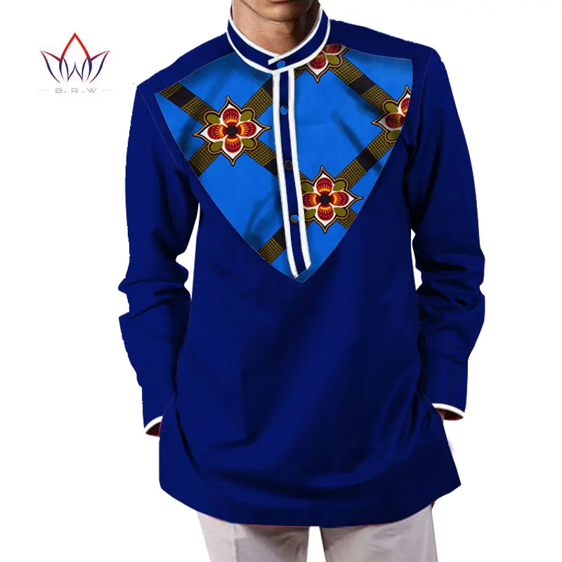 Летняя мужская африканская одежда dashikis camisa masculina батик Печать Топы мужские натуральный хлопок рубашки BRW WYN232 - Цвет: 4