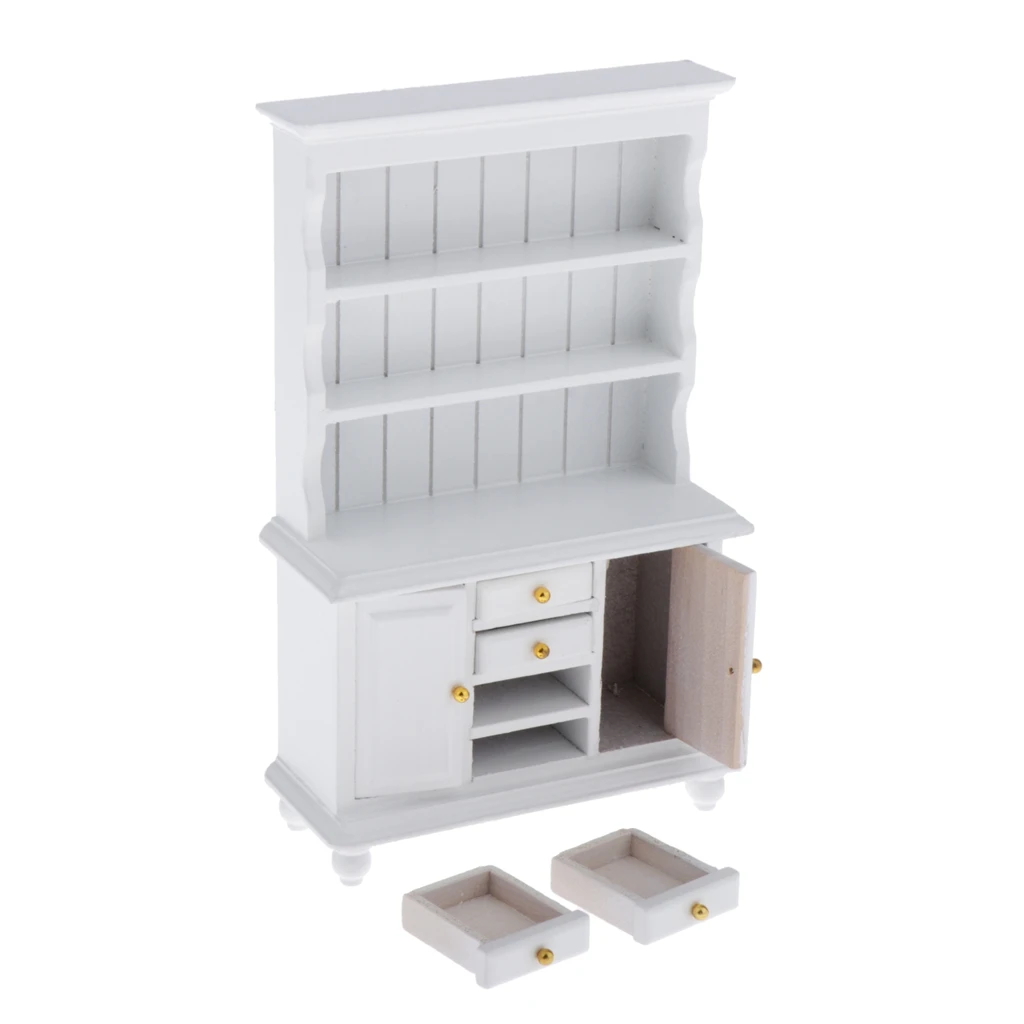 1/12 Multifunctional Cabinet for Doll House Any Rooms Decor, European Style, Handcrafts Collectibles, Kids Pretend Play Toy