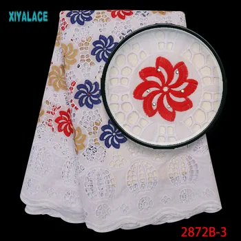 

2019 Mixded Colors Cotton Lace Fabric High Quality African Lace Embroidery Swiss Voile Lace Fabric For African Wedding 2872b