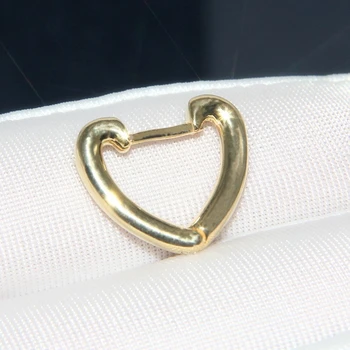 

One 925 Sterling Silver Yellow Gold Love Heart Cuff Stud Earrings No Zirconia Geometric Blingbling Women Wedding Party Jewelry