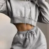 Winter Sweater Two Piece Set Crop Jacket And Tracksuit Joggers 2 Piece Set Crop top Jogging Suits Running suit For Women 1
