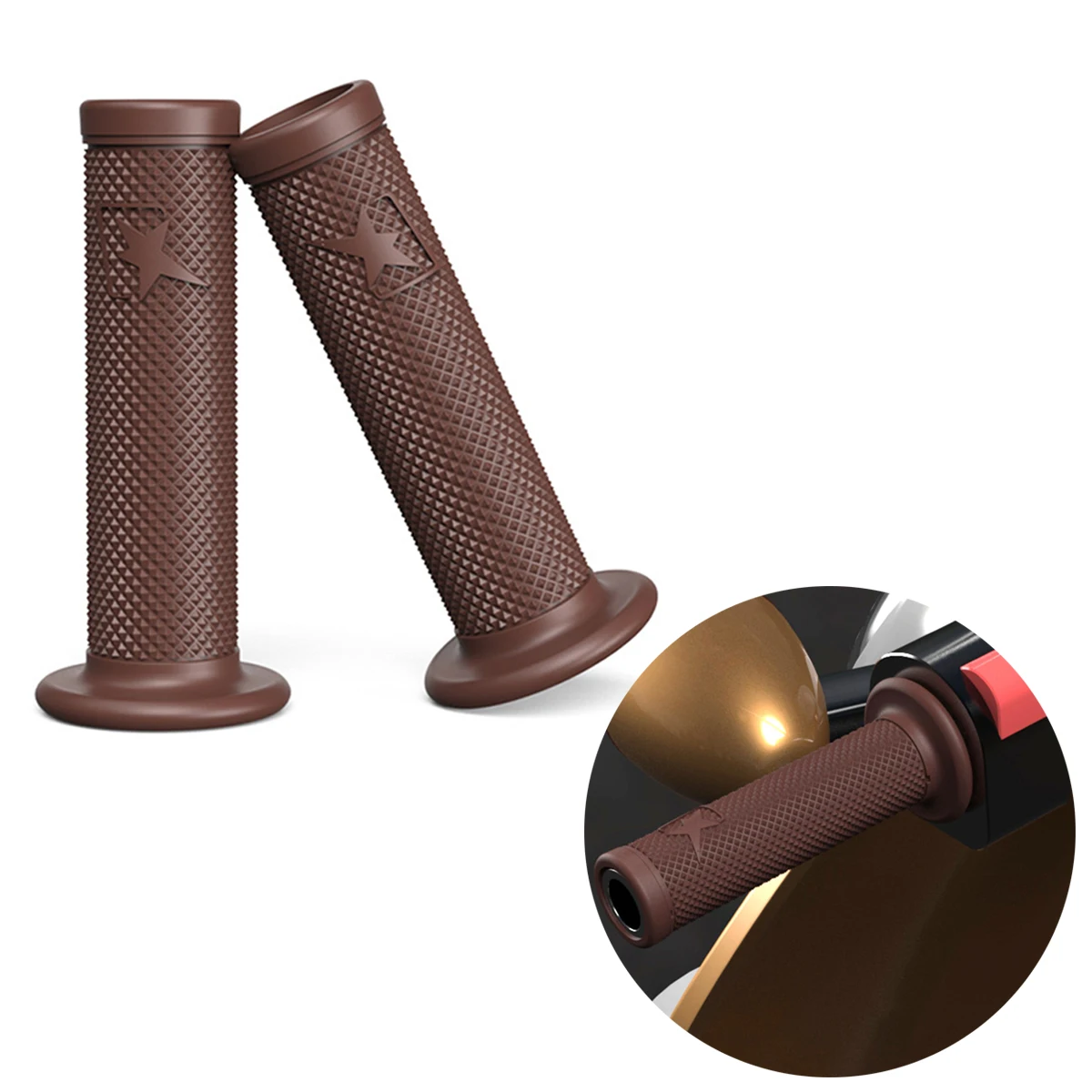 Retro Motorcycle Handlebar Glue Grips Set Motocross ATV Bike Rubber