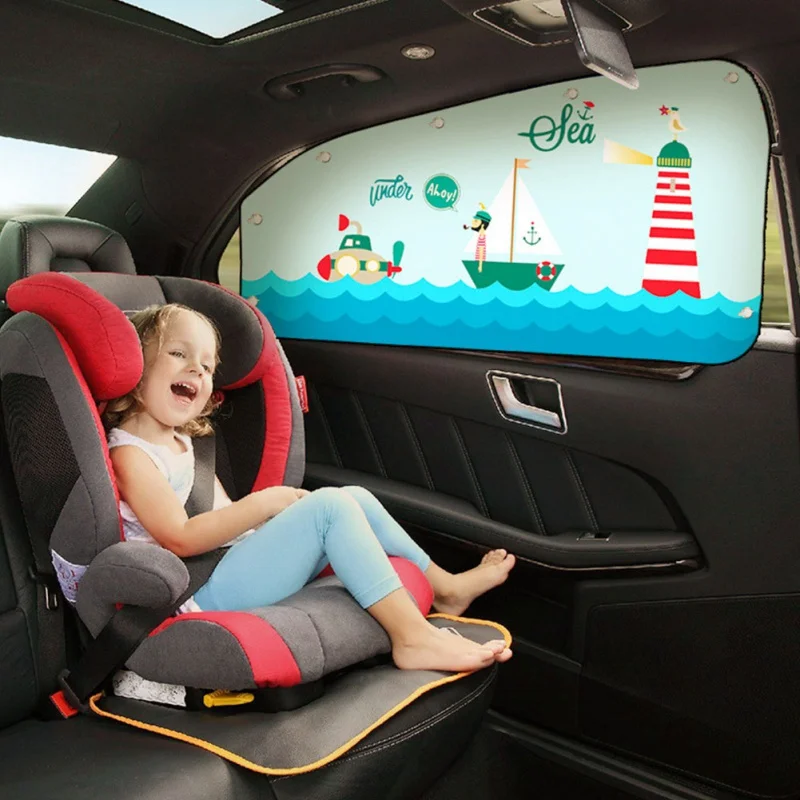 80*50*23 см автомобильный штора с мультипликационными мотивами, защита от солнца, автоматическая боковая занавеска, боковая блокировка, Растяжимая занавеска от солнца для детей
