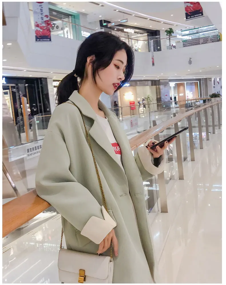Loose Casual Women Blazer Retro Simple Solid Beige Suit Jacket Long Sleeve Bleyser Mujer Korean Women Jacket Large Size MM60NXZ