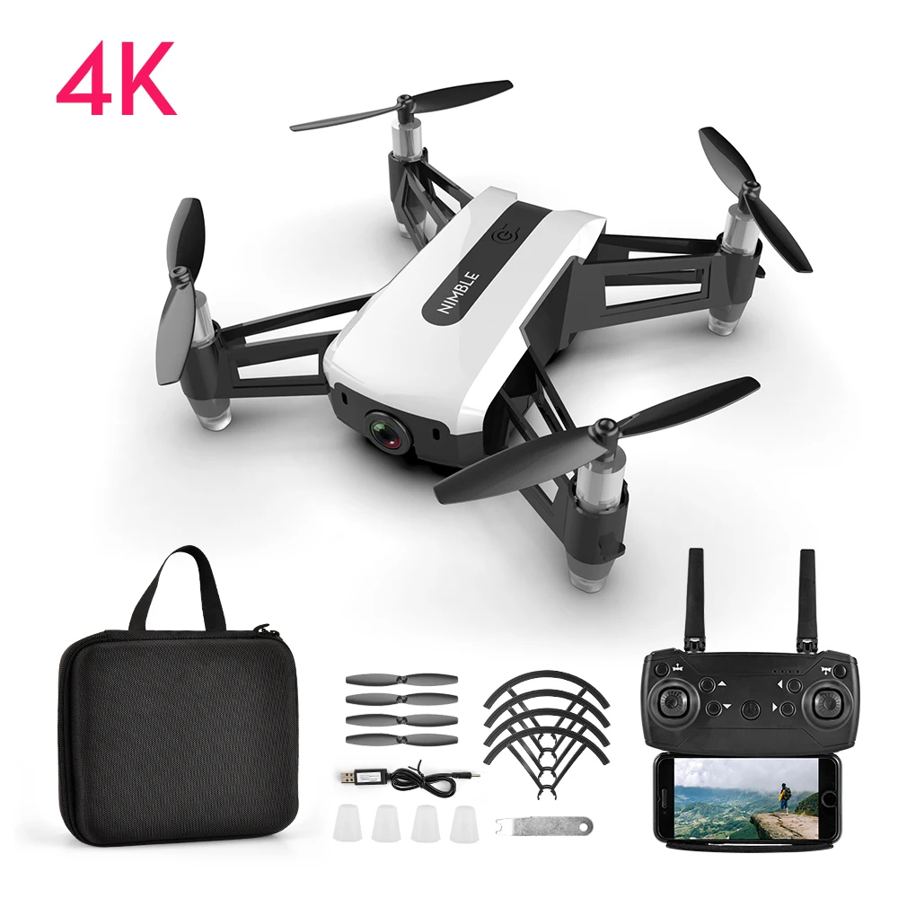 White 4K bag Радиоуправляемый Дрон 4K с HD камерой WiFi 1080 широкоугольная камера следуя за мной Квадрокоптер FPV Квадрокоптер складной рычаг удержание высоты VS D2 - Цвет: White 4K bag