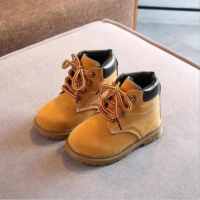 photo color Children Casual Shoes Autumn Winter Martin Boots Boys Shoes Fashion Leather Soft Antislip Girls Boots Sport Running Shoes - Цвет: photo color