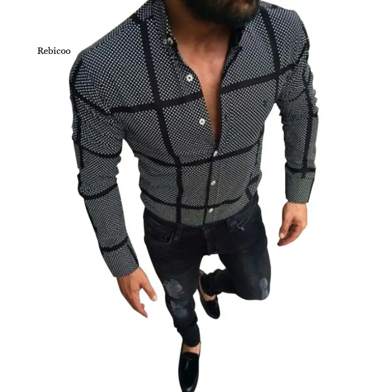 

New Shirt Men Long Sleeve Top Black Plaid Shirts Top Men Loose Shirts Blouse Casual Beach Shirt Plus Size