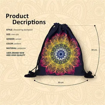 

3D Printed Drawstring Gym Bag School Swimming Travel Adults Kids Sports Backpack H8WD