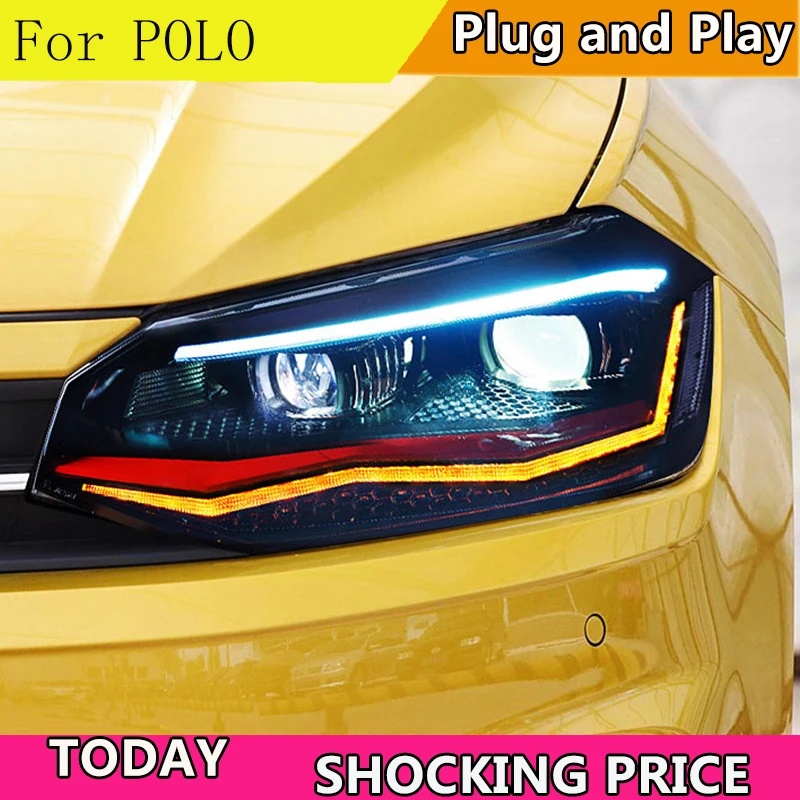 Автомобильный Стайлинг для VW Polo фары 2019-2020 новые поло светодиодный DRL фара