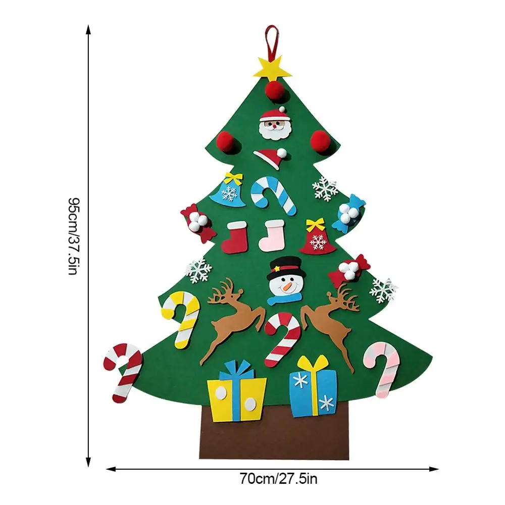 DIY войлочная Рождественская елка новогодние подарки Детские игрушки искусственное дерево настенные подвесные украшения Рождественское украшение для дома