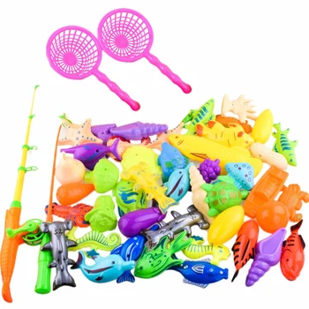 

40Pcs/Set Children's Magnetic Fishing Parent-Child Interactive Toys Game Kids 3D Fish Baby Bath Toys Outdoor Toy