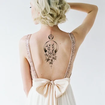 

Tattoo sticker moon light rose flower Crescent New Waterproof Temporary planet element Body Art Hand Foot for Girl Women Men kid