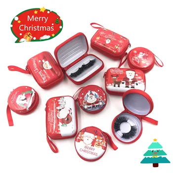 

Christmas Eyelash Packaging box with zipper lashes Case New Lash Boxes With Trays Bulk 25mm Mink Lashes packaging Box makeup