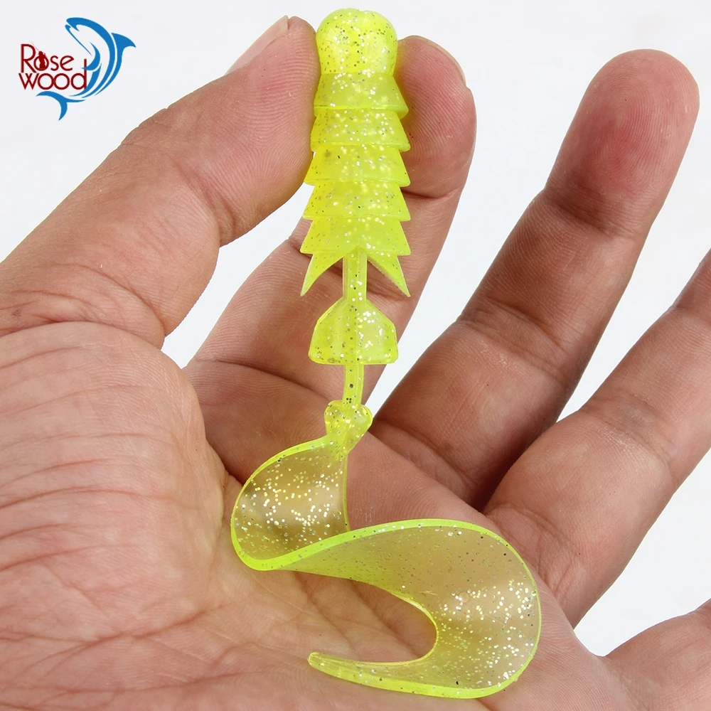 RoseWood 4pcs/lot Artificial Rubber Fishing Lure Swimming Tail Grub Soft Bait 10cm 12cm Silicone Worm Baits Tackle | Спорт и