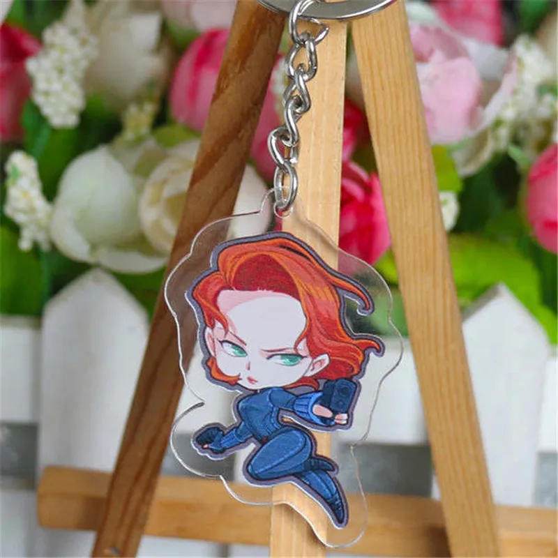 Black Widow LXJERY 15 видов стилей мультфильм брелок супер герой Marvel Мстители Акриловые брелок школьный декор кулон брелок - Цвет: Black Widow