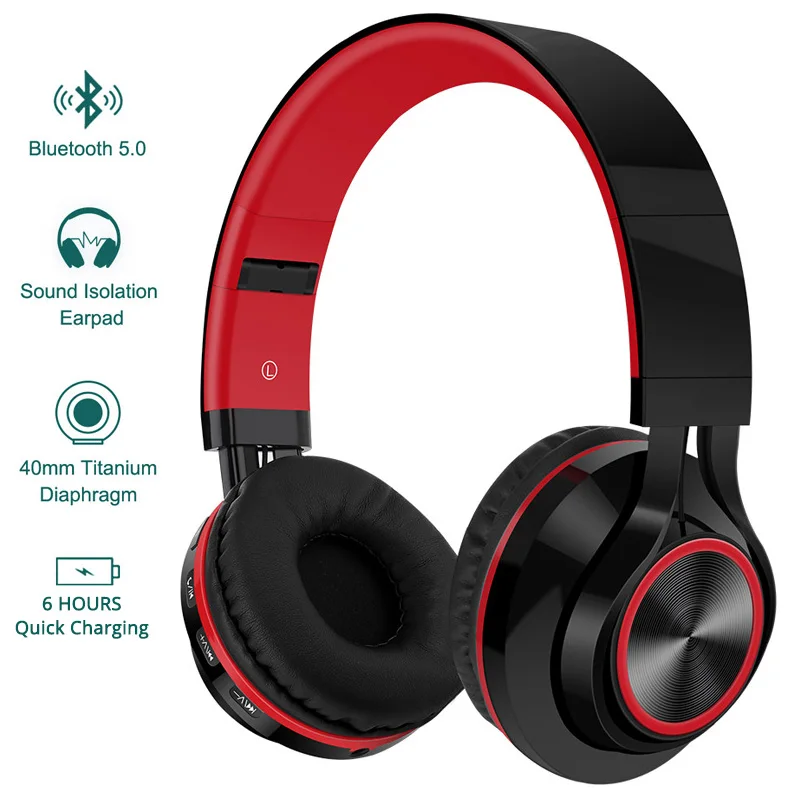 Hi-Fi стереонаушники Беспроводная Bluetooth-гарнитура складные наушники регулируемые