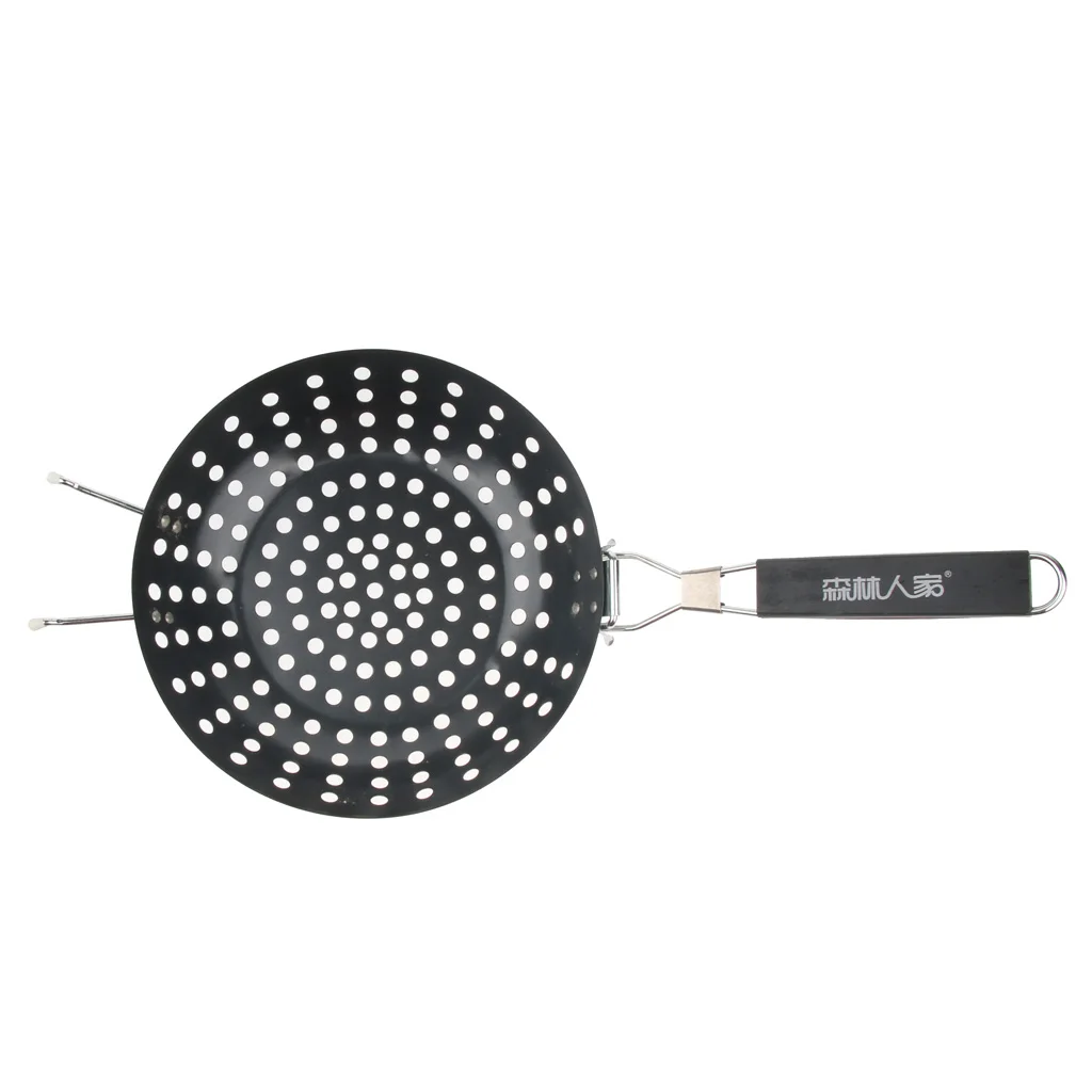 

Non-stick BBQ Grill Folding Handle Fry Pan Frying Pot Camping Stove Cookware