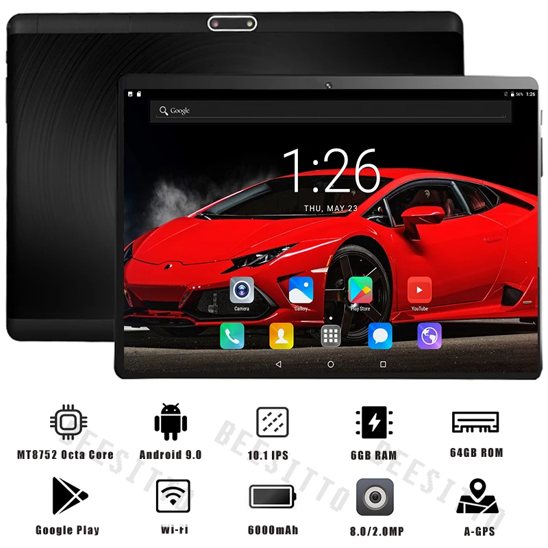 Закаленное 2.5D 10 дюймовый планшетный ПК с системой андроида и 9 0 ОС MTK8752 Octa Core 6 ГБ