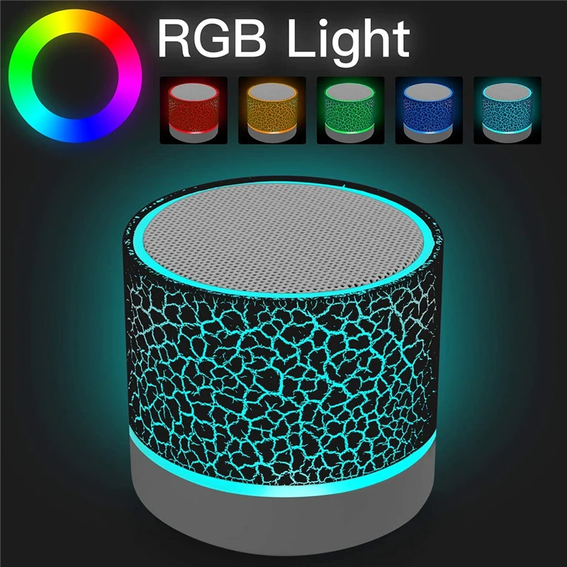Minialtavoces Bluetooth con luz LED, inalámbricos, Mp3, Fm, USB, Aux, micrófono, TF, SD, Bass Music de dientes azul, para tabletas y teléfonos