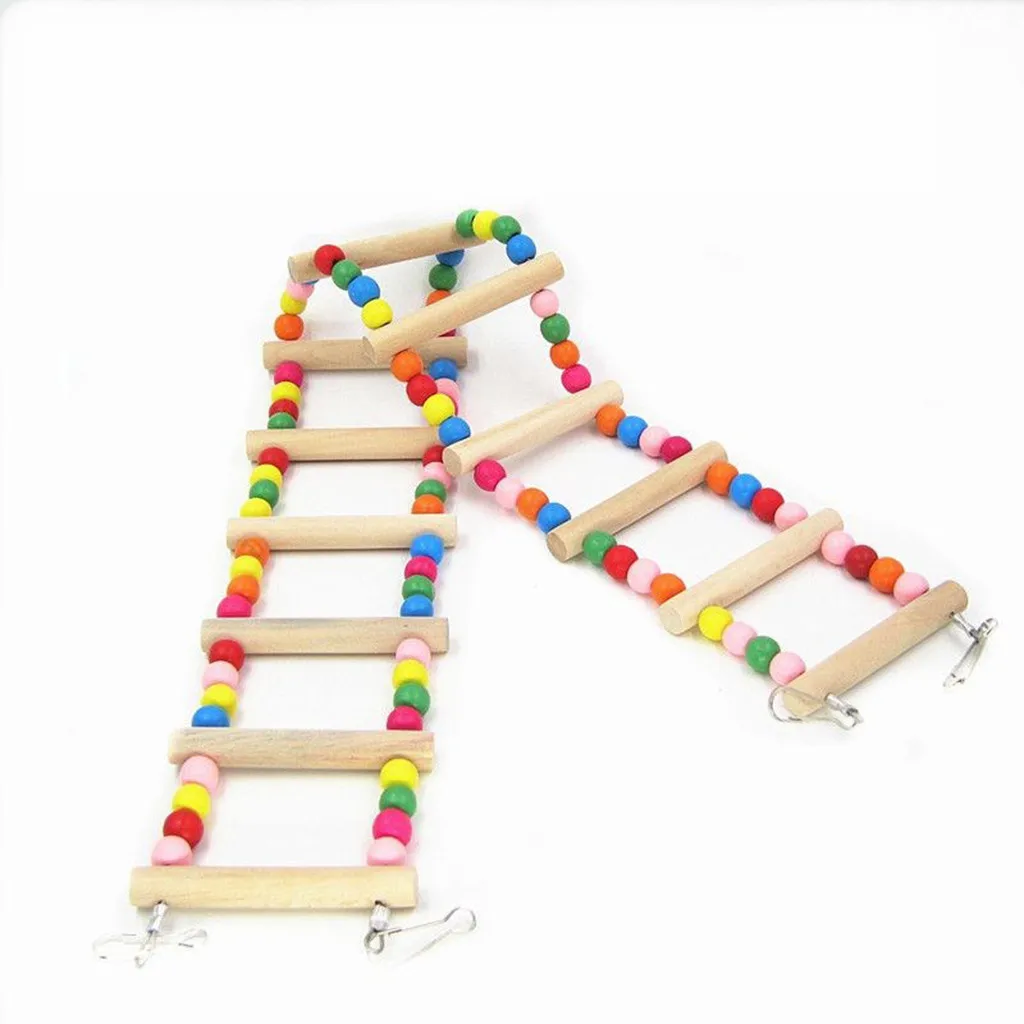 4 size pet parrot bird wooden ladder climbs the ropeway hamster toy rope parrot bite line small parrot household items 10.25