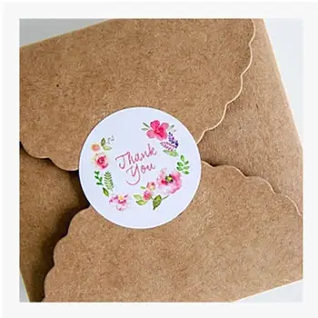 

100Pcs Round Thank You Flower Design Gift Box Decor Paper Labels Seals Stickers