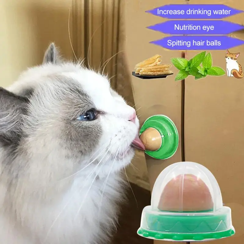 Topsale-ycld Healthy Cat Snacks Catnip Sugar Kitten Licking Solid Nutrition Energy Candy Ball Toy Bluish-purple