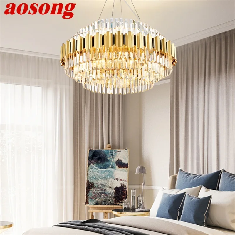 

AOSONG Modern LED Chandelier Lighting Luxury Home Decorative Fixtures For Living Room Dining Room Villa Duplex