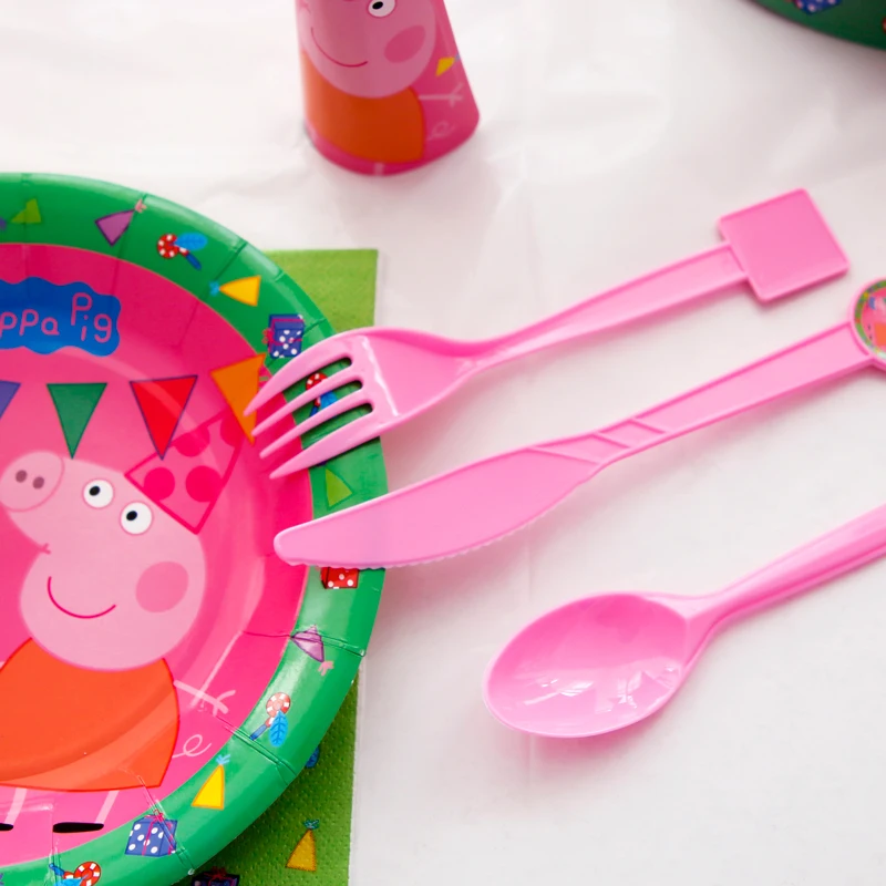 Peppa Pig Birthday Party Sets Anime Figure Party Decoration Supplies Cup Hat Spoon Activity Event Kids Birthday Gifts 2P28